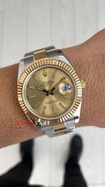 Rolex Datejust Champagne 126333 Oyster Two Tone Gold Şampanya Kadran 41mm Replika Saat