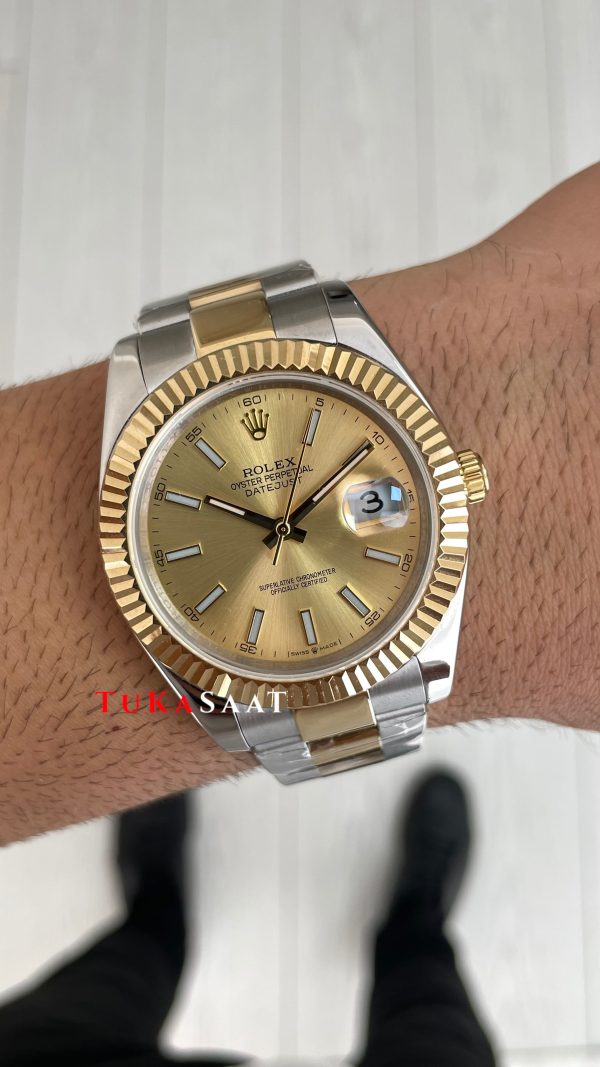 Rolex Datejust Champagne 126333 Oyster Two Tone Gold Şampanya Kadran 41mm Replika Saat Rolex Datejust Champagne 126333 Oyster Two Tone Gold Şampanya Kadran 41mm Replika Saat