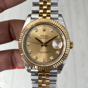 Rolex Datejust Champagne Diamond Dial 126333 Jubilee Two Tone Gold 41mm Swiss ETA Saat Copy Clean