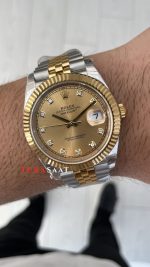 Rolex Datejust Champagne Diamond Dial 126333 Jubilee Two Tone Gold 41mm Swiss ETA Saat Copy Clean