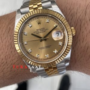 Rolex Datejust Champagne Diamond Dial 126333 Jubilee Two Tone Gold 41mm Swiss ETA Saat Copy Clean
