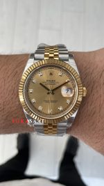 Rolex Datejust Champagne Diamond Dial 126333 Jubilee Two Tone Gold 41mm Swiss ETA Saat Copy Clean