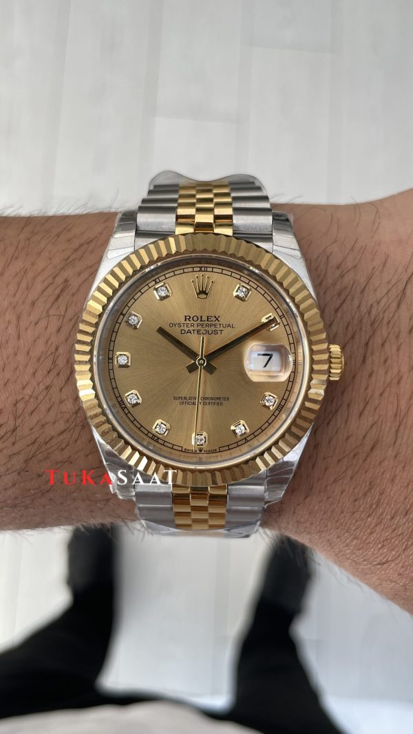 Rolex Datejust Champagne Diamond Dial 126333 Jubilee Two Tone Gold 41mm Swiss ETA Saat Copy Clean Rolex Datejust Champagne Diamond Dial 126333 Jubilee Two Tone Gold 41mm Swiss ETA Saat Copy Clean