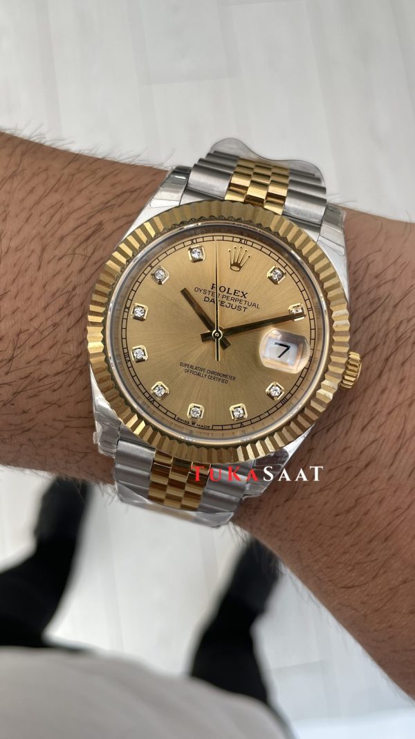 Rolex Datejust Champagne Diamond Dial 126333 Jubilee Two Tone Gold 41mm Swiss ETA Saat Copy Clean Rolex Datejust Champagne Diamond Dial 126333 Jubilee Two Tone Gold 41mm Swiss ETA Saat Copy Clean