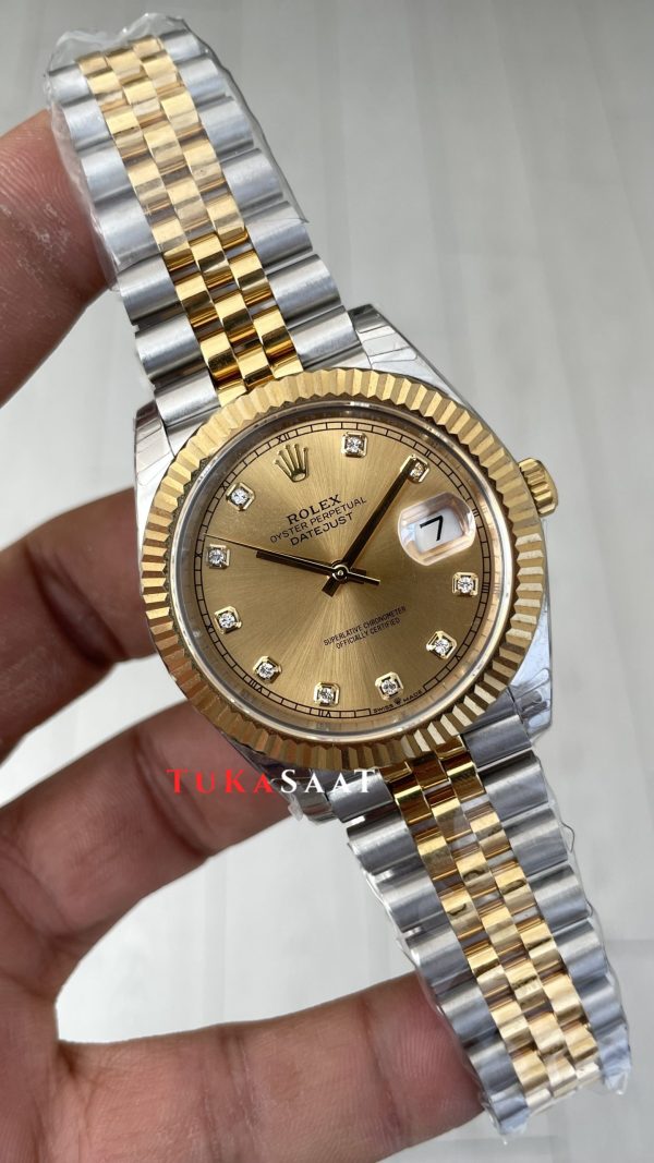 Rolex Datejust Champagne Diamond Dial 126333 Jubilee Two Tone Gold 41mm Swiss ETA Saat Copy Clean Rolex Datejust Champagne Diamond Dial 126333 Jubilee Two Tone Gold 41mm Swiss ETA Saat Copy Clean