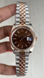 Rolex Datejust Chocolate 126331 Jubilee Kahverengi Kadran 41mm Two Tone Rose Replika Saat