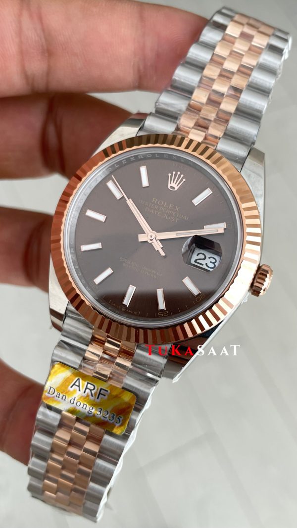 Rolex Datejust Chocolate 126331 Jubilee Rose Two Tone 41mm DD3235 V2 Super Clone Swiss ETA Saat AR Factory