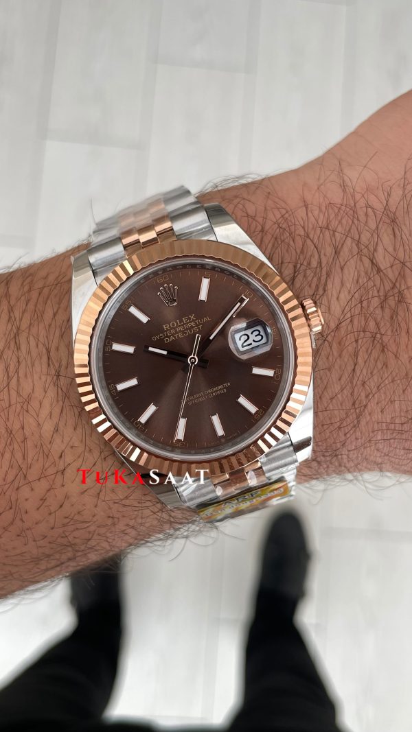 Rolex Datejust Chocolate 126331 Jubilee Rose Two Tone 41mm DD3235 V2 Super Clone Swiss ETA Saat AR Factory