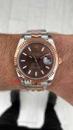 Rolex Datejust Chocolate 126331 Jubilee Rose Two Tone 41mm DD3235 V2 Super Clone Swiss ETA Saat AR Factory