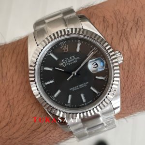 Rolex Datejust Gri Kadran 126334 Oyster Rhodium Grey 41mm Replika Saat