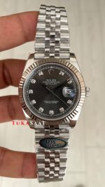 Rolex Datejust Gri Taşlı 126334 Jubilee Dark Rhodium Diamond Dial 41mm Swiss ETA Saat Copy Clean