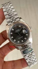 Rolex Datejust Gri Taşlı 126334 Jubilee Dark Rhodium Diamond Dial 41mm Swiss ETA Saat Copy Clean