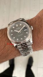 Rolex Datejust Gri Taşlı 126334 Jubilee Dark Rhodium Diamond Dial 41mm Swiss ETA Saat Copy Clean