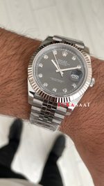 Rolex Datejust Gri Taşlı 126334 Jubilee Dark Rhodium Diamond Dial 41mm Swiss ETA Saat Copy Clean