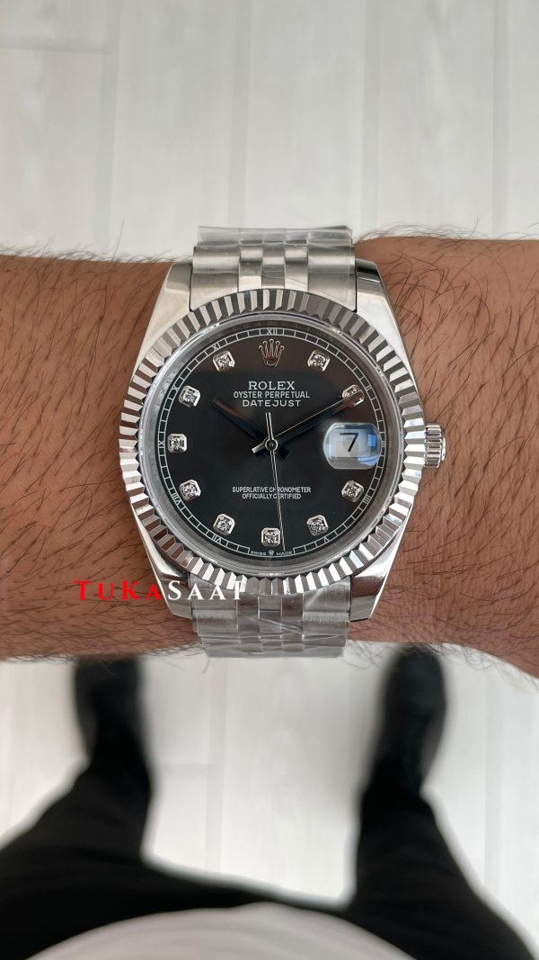 Rolex Datejust Gri Taşlı 126334 Rhodium Diamond Jubilee 41mm Replika Saat
