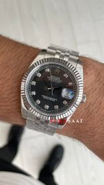 Rolex Datejust Gri Taşlı 126334 Rhodium Diamond Jubilee 41mm Replika Saat