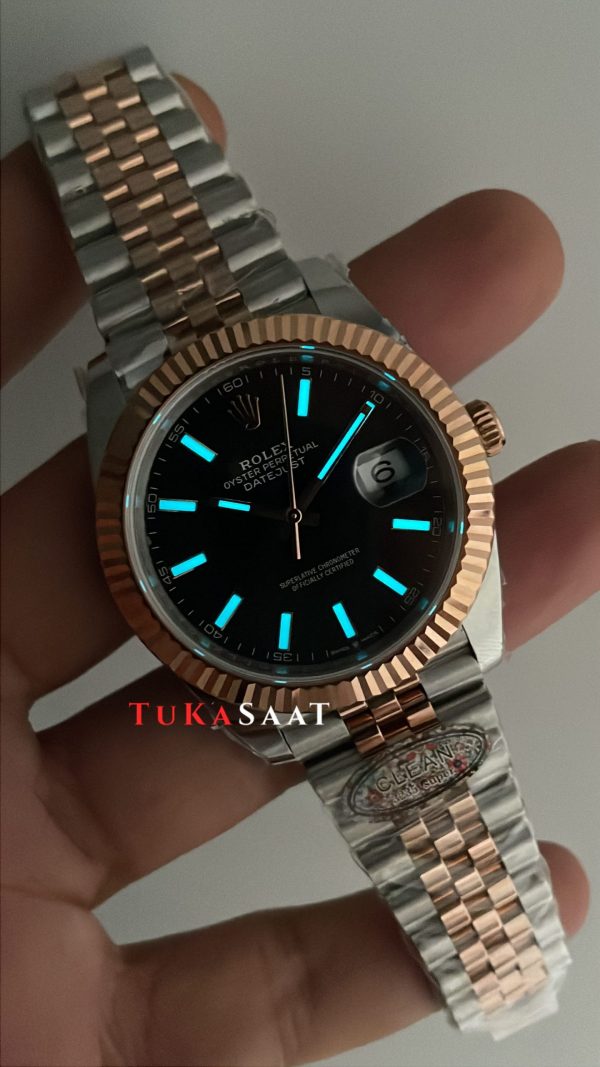 Rolex Datejust Jubilee 126331 Rosegold Two Tone Siyah Kadran 41mm 3235 Super Clone Swiss ETA Clean Factory