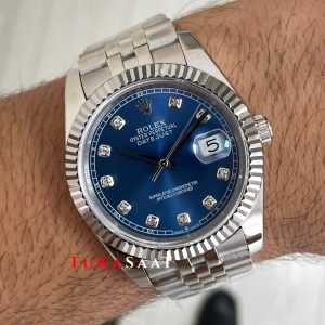 Rolex Datejust Mavi Taşlı 126334 Blue Diamond Jubilee 41mm Replika Saat