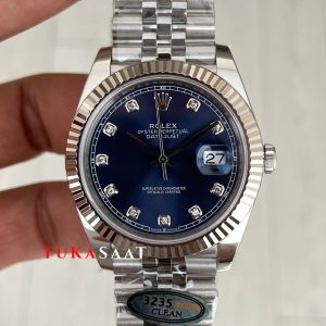 Rolex Datejust Mavi Taşlı 126334 Jubilee Blue Diamond Dial 41mm Swiss ETA Saat Copy Clean