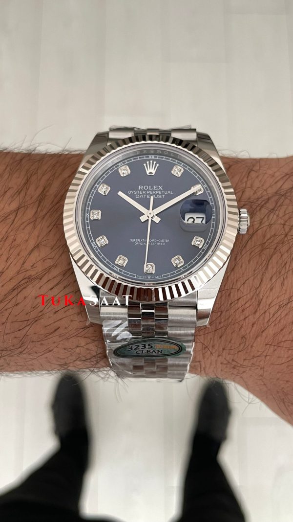 Rolex Datejust Mavi Taşlı 126334 Jubilee Blue Diamond Dial 41mm Swiss ETA Saat Copy Clean