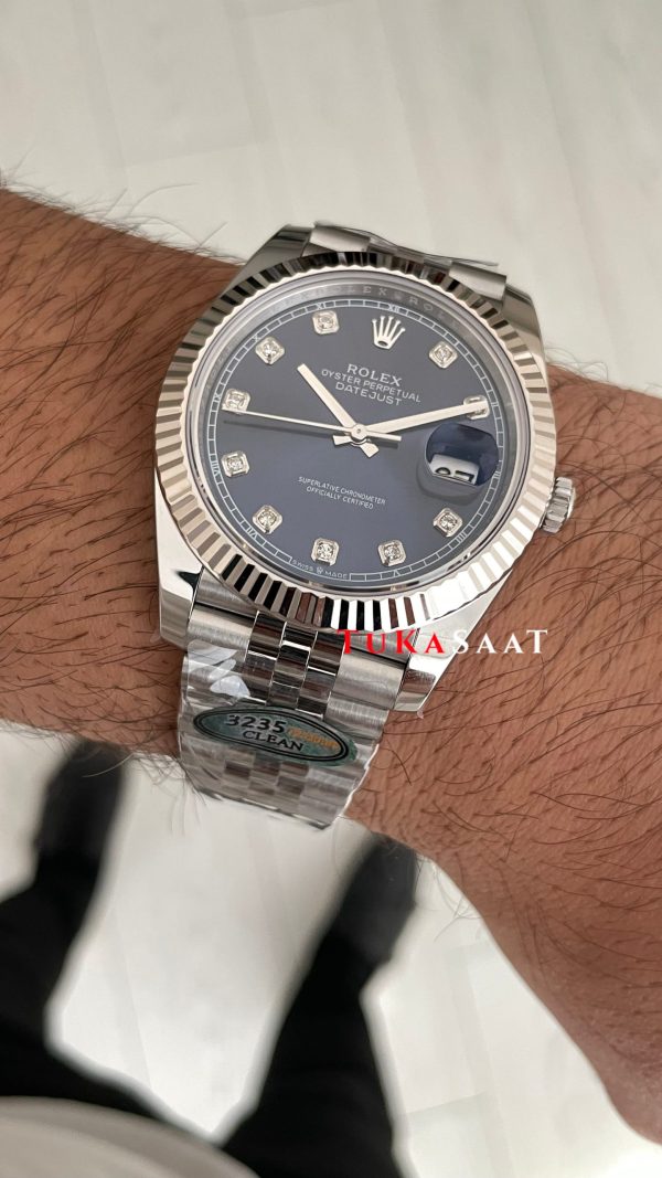Rolex Datejust Mavi Taşlı 126334 Jubilee Blue Diamond Dial 41mm Swiss ETA Saat Copy Clean