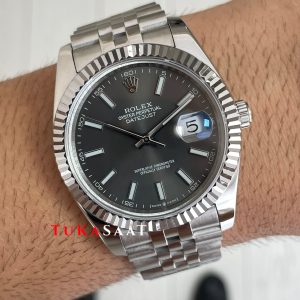 Rolex Datejust Rhodium 126334 Jubilee Gri Kadran 41mm Replika Saat