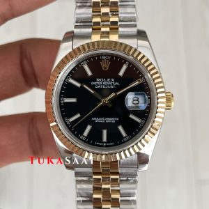 Rolex Datejust Siyah 126333 Jubilee Two Tone Gold 41mm Replika Saat