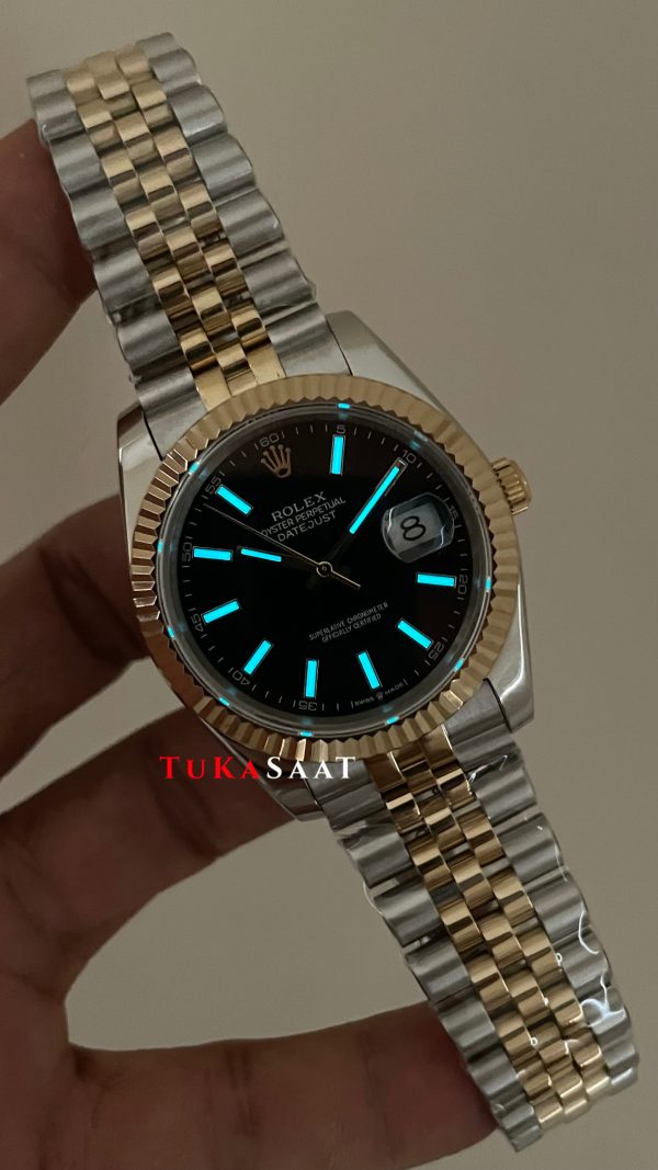 Rolex Datejust Siyah 126333 Jubilee Two Tone Gold 41mm Replika Saat