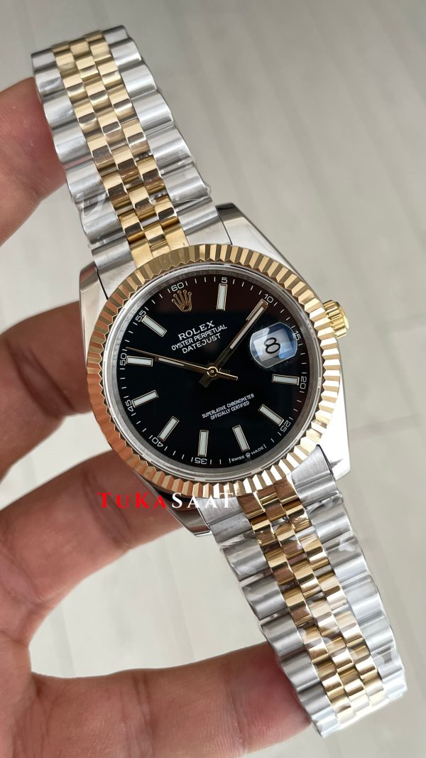 Rolex Datejust Siyah 126333 Jubilee Two Tone Gold 41mm Replika Saat