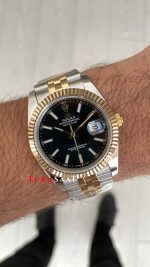 Rolex Datejust Siyah 126333 Jubilee Two Tone Gold 41mm Replika Saat