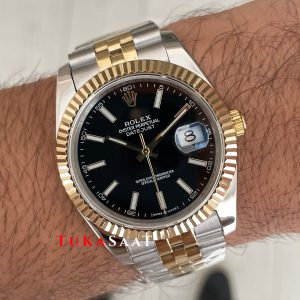 Rolex Datejust Siyah 126333 Jubilee Two Tone Gold 41mm Replika Saat