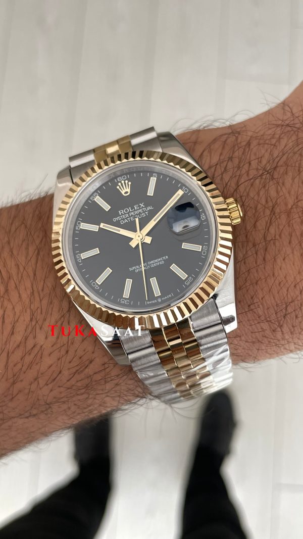 Rolex Datejust Siyah 126333 Jubilee Two Tone Gold 41mm Replika Saat