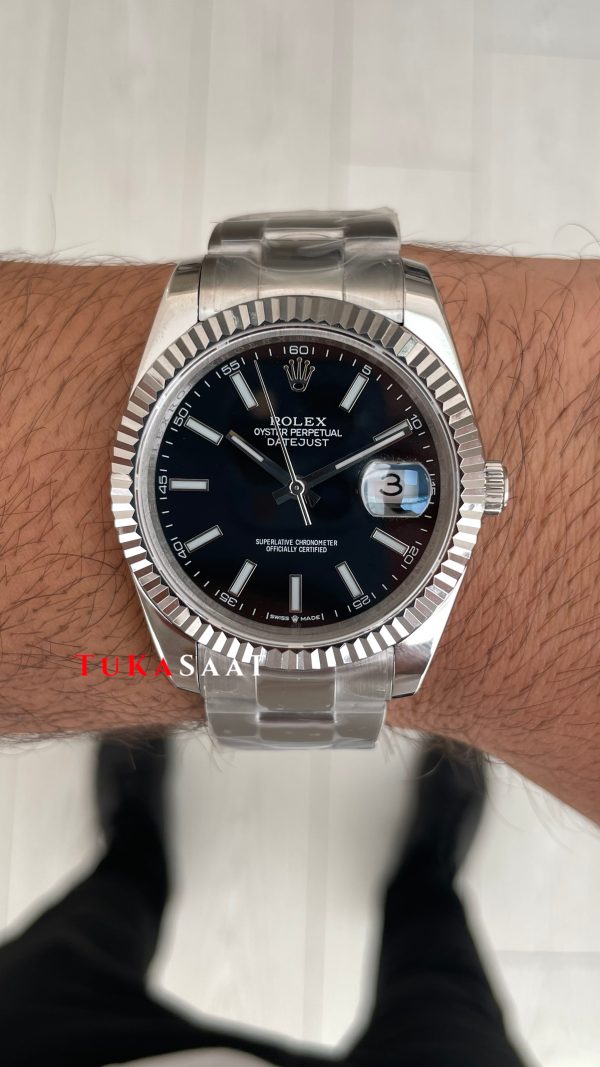 Rolex Datejust Siyah 126334 Oyster 41mm Replika Saat