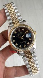 Rolex Datejust Siyah Taşlı 126333 Jubilee Diamond Black Dial Two Tone Gold Black 41mm Replika Saat