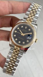 Rolex Datejust Siyah Taşlı 126333 Jubilee Diamond Black Dial Two Tone Gold Black 41mm Replika Saat