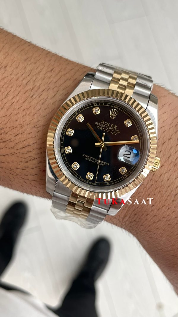 Rolex Datejust Siyah Taşlı 126333 Jubilee Diamond Black Dial Two Tone Gold Black 41mm Replika Saat Rolex Datejust Siyah Taşlı 126333 Jubilee Diamond Black Dial Two Tone Gold Black 41mm Replika Saat
