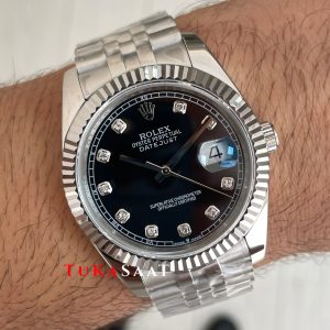 Rolex Datejust Siyah Taşlı 126334 Black Diamond Jubilee 41mm Replika Saat