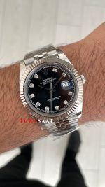 Rolex Datejust Siyah Taşlı 126334 Jubilee Black Diamond Dial 41mm Swiss ETA Saat Copy Clean