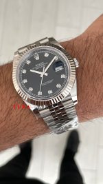 Rolex Datejust Siyah Taşlı 126334 Jubilee Black Diamond Dial 41mm Swiss ETA Saat Copy Clean
