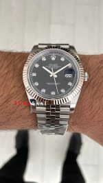 Rolex Datejust Siyah Taşlı 126334 Jubilee Black Diamond Dial 41mm Swiss ETA Saat Copy Clean