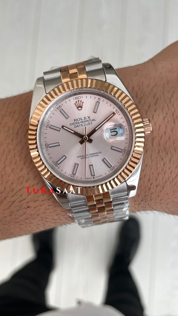 Rolex Datejust Sundust 126331 Jubilee 41mm Two Tone Rose Replika Saat Rolex Datejust Sundust 126331 Jubilee 41mm Two Tone Rose Replika Saat