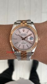 Rolex Datejust Sundust 126331 Jubilee 41mm Two Tone Rose Replika Saat
