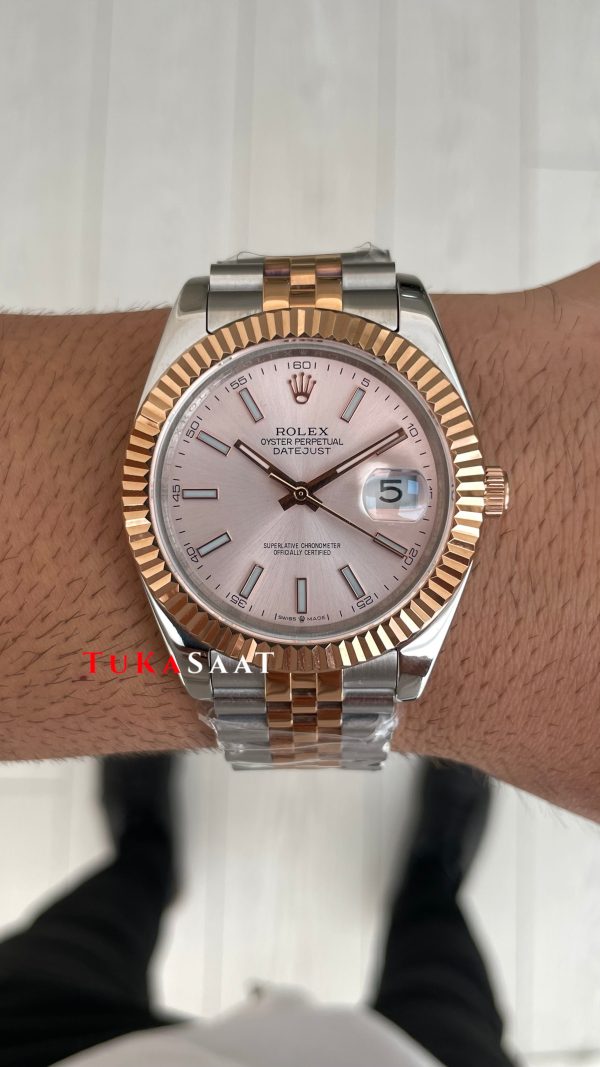 Rolex Datejust Sundust 126331 Jubilee 41mm Two Tone Rose Replika Saat Rolex Datejust Sundust 126331 Jubilee 41mm Two Tone Rose Replika Saat
