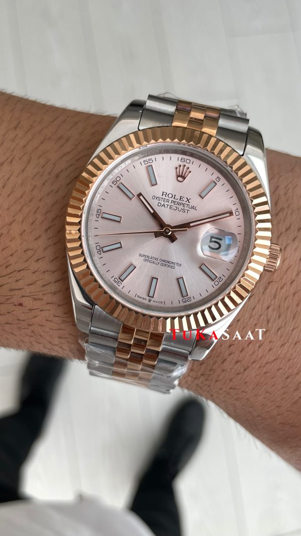 Rolex Datejust Sundust 126331 Jubilee 41mm Two Tone Rose Replika Saat Rolex Datejust Sundust 126331 Jubilee 41mm Two Tone Rose Replika Saat