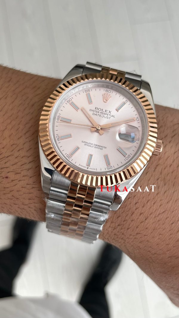 Rolex Datejust Sundust 126331 Jubilee 41mm Two Tone Rose Replika Saat Rolex Datejust Sundust 126331 Jubilee 41mm Two Tone Rose Replika Saat