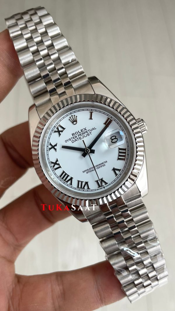 Rolex Datejust White Romen 126334 Jubilee Beyaz Romen Kadran 41mm Replika Saat Rolex Datejust White Romen 126334 Jubilee Beyaz Romen Kadran 41mm Replika Saat