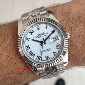 Rolex Datejust White Romen 126334 Jubilee Beyaz Romen Kadran 41mm Replika Saat