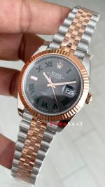 Rolex Datejust Wimbledon 126331 Jubilee Rose Two Tone 41mm DD3235 V2 Super Clone Swiss ETA Saat AR Factory
