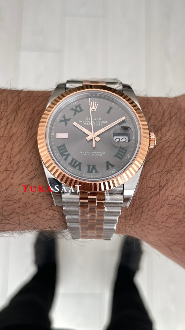 Rolex Datejust Wimbledon 126331 Jubilee Rose Two Tone 41mm DD3235 V2 Super Clone Swiss ETA Saat AR Factory