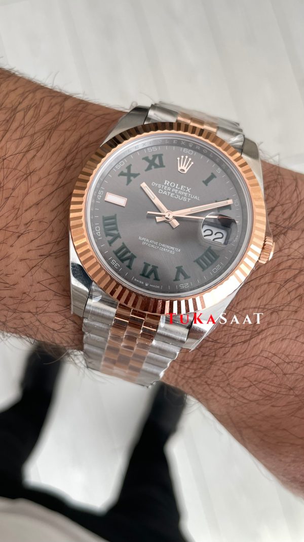 Rolex Datejust Wimbledon 126331 Jubilee Rose Two Tone 41mm DD3235 V2 Super Clone Swiss ETA Saat AR Factory